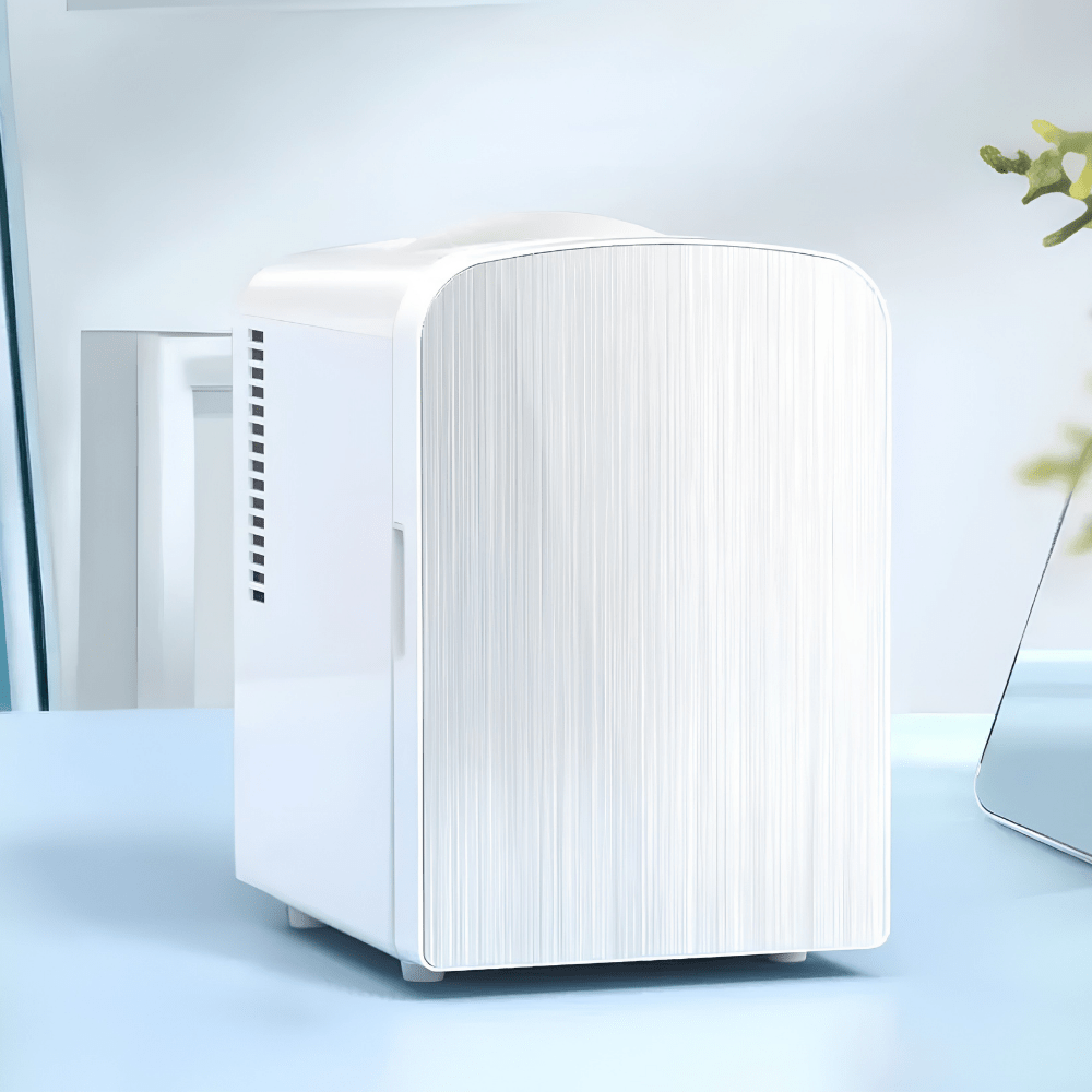 Mini fridge with freezer, 4L portable white compact refrigerator ideal for skincare products and snacks, perfect for home or travel use. 0